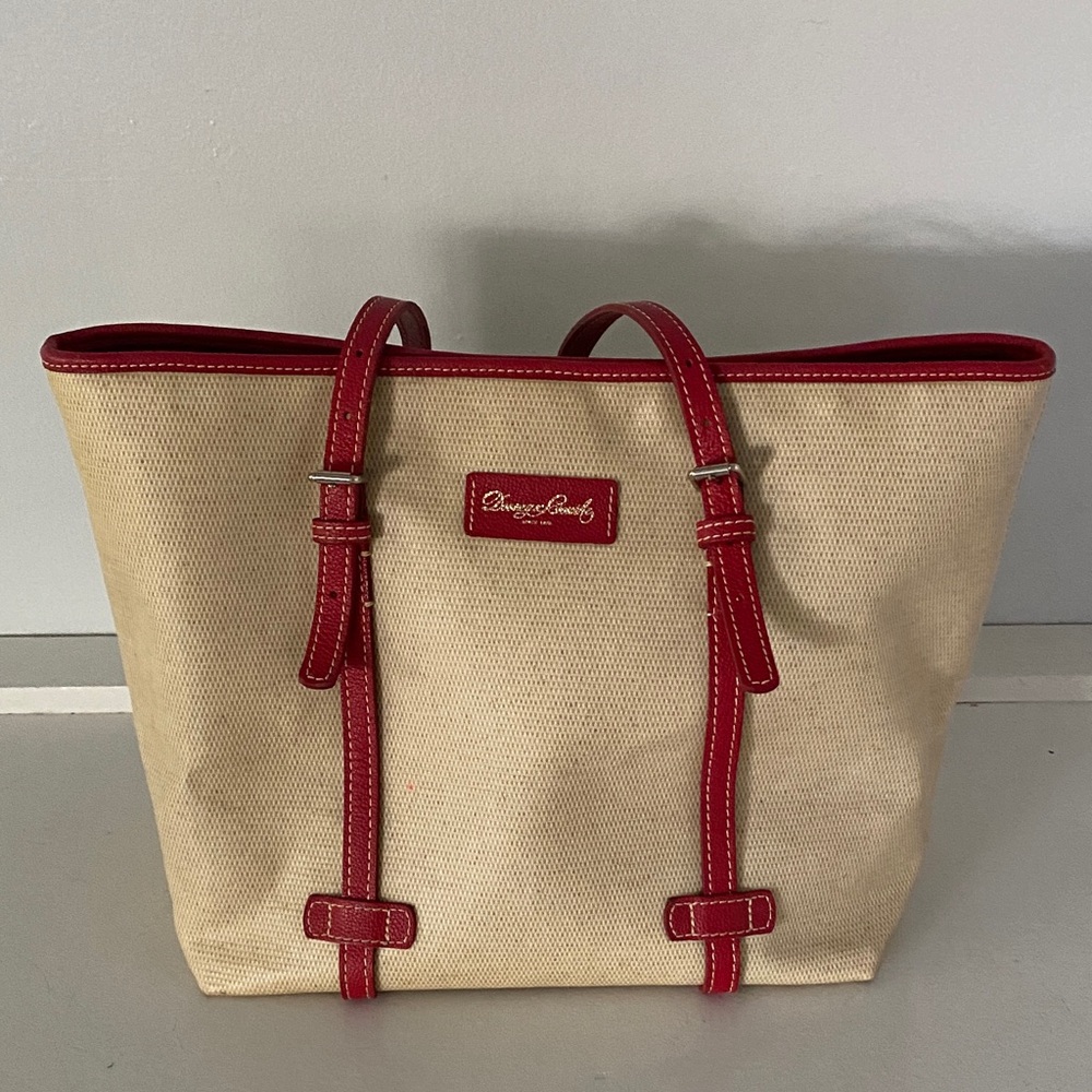 Dooney & Bourke Beige with Red Trim Bag (See all the pics for measurements)